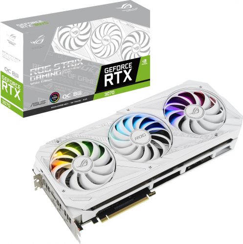 Видеокарта PCI-E ASUS GeForce RTX 3070 ROG STRIX GAMING WHITE OC (ROG-STRIX-RTX3070-O8G-WHITE-V2) 8GB GDDR6 2*HDMI 3*DP LHR