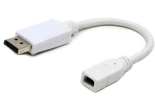 Переходник Cablexpert A-mDPF-DPM-001-W miniDisplayPort - DisplayPort, 20F/20M, длина 16см, белый, пакет переходник cablexpert a dpm dvif 002 displayport dvi 20m 19f черный пакет