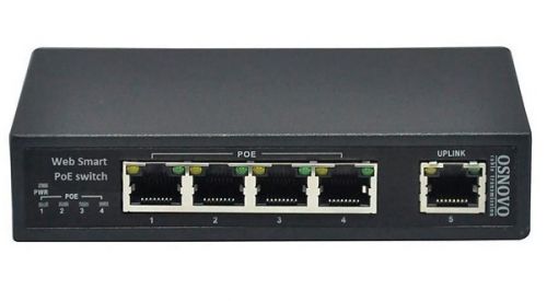 Коммутатор PoE OSNOVO SW-20500/MB(60W) управляемый, Ethernet на 5 портов/4хFE(10/100 Base-T) с поддержкой PoE(IEEE 802.3af/at), 1xFE (10/100 Base-T)