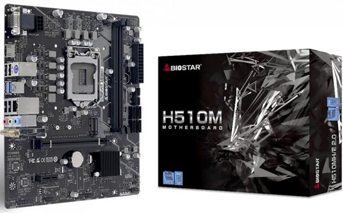 

Материнская плата mATX Biostar H510MH 2.0 (LGA1200, H510, 2*DDR4(3200), 4*SATA 6G, M.2, 2*PCIE, 7.1CH, Glan, 2*USB 3.2, HDMI, VGA) RTL, H510MH 2.0