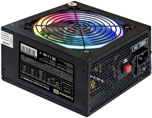 Блок питания ATX Exegate EVO800-LT EX289069RUS-S 800W, APFC, 140mm RGB fan, кабель 220V с защитой от выдергивания