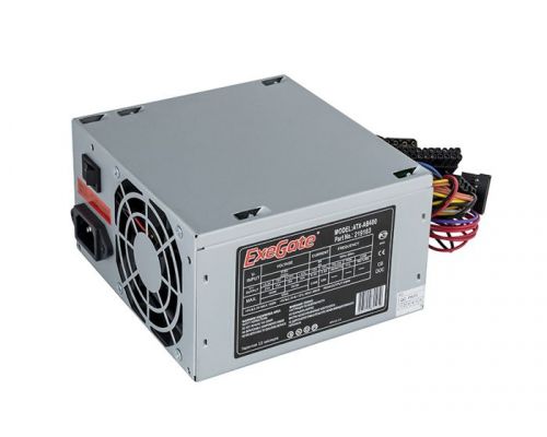 Блок питания ATX Exegate AB400 EX219183RUS-S 400W, SC, 8cm fan, 24p+4p, 3*SATA, 2*IDE, FDD + кабель 220V с защитой от выдергивания