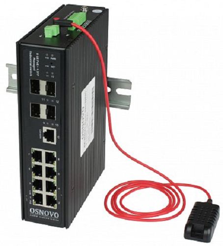 Коммутатор OSNOVO SW-80804/ILS(port 90W,300W) промышленный управляемый (L2+) HiPoE Gigabit Ethernet на 8GE PoE + 4 GE SFP порта с функцией мониторинга