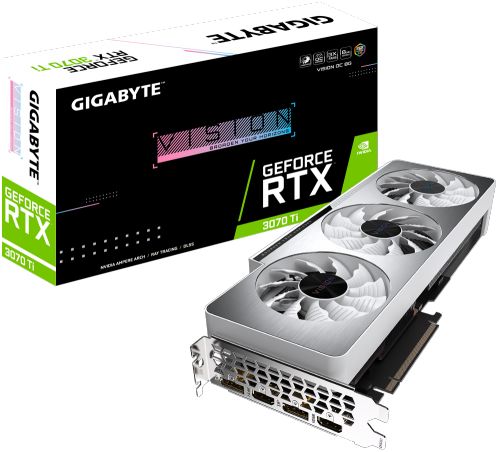 Видеокарта PCI-E GIGABYTE GeForce RTX 3070 Ti VISION OC (GV-N307TVISION OC-8GD) 8GB GDDR6X 256bit 8nm 1575/19000MHz 2*HDMI/2*DP Ret GeForce RTX 3070 Ti VISION OC (GV-N307TVISION OC-8GD) - фото 1