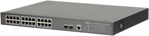 Коммутатор Dahua DH-PFS4226-24GT2GF-360 24-портовый гигабитный управляемый с PoE, уровень L2 Порты: 24 RJ45 10/100/1000Мбит/с; IEEE802.3af/IEEE802.3at
