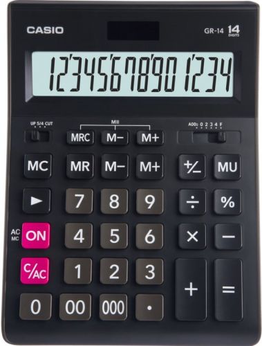 Калькулятор настольный Casio GR-14-W-EP черный, 14-разр. (278222)