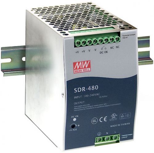 Преобразователь AC-DC сетевой Mean Well SDR-480-24 вых: 480 Вт; Выход: 24 В; U1: 24 В; Стабилизация: напряжение; Вход: 110/220В авто; Конструктив: на