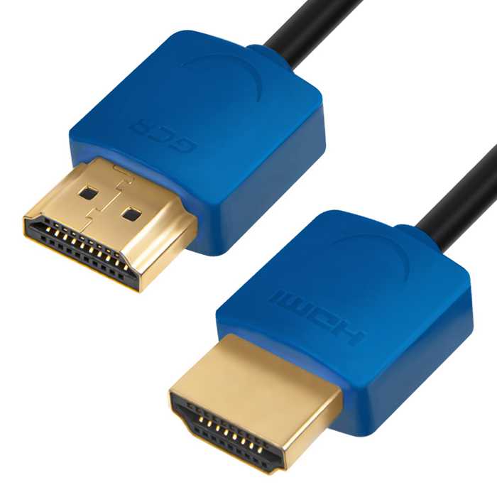 

Кабель интерфейсный HDMI-HDMI GCR GCR-51587 1.0m HDMI 2.0, синие коннекторы Slim, OD3.8mm, HDR 4:2:2, Ultra HD, 4K 60 fps 60Hz, 3D, AUDIO, 18.0 Гбит/с, GCR-51587