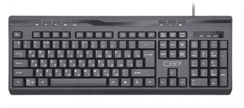 Клавиатура CBR KB 335HM USB, 104 клавиши + 8 мультимедиа клавиш, встроенный 2-портовый USB-хаб, ABS-пластик, длина кабеля 1,5 м