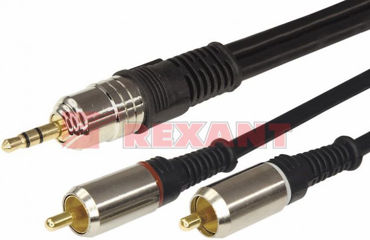 

Кабель Rexant 17-4224 3.5 Stereo Plug - 2RCA Plug, 3м (GOLD), металл, 17-4224