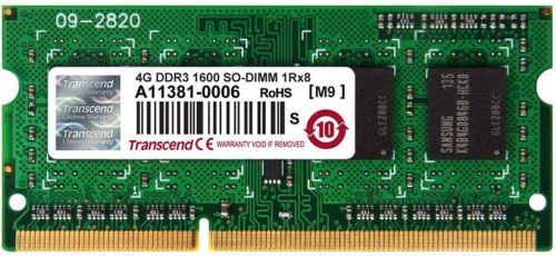 Модуль памяти SODIMM DDR3 4GB Transcend TS512MSK64V6H PC3-12800 1600MHz 1Rx8 CL11 1.5V