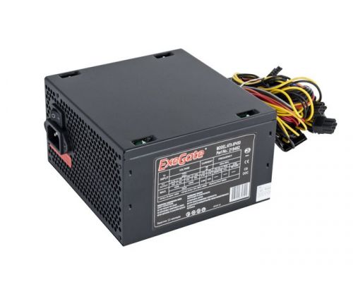 Блок питания ATX Exegate XP450 EX219461RUS-S 450W, SC, black, 12cm fan, 24p+4p, 6/8p PCI-E, 3*SATA, 2*IDE, FDD + кабель 220V с защитой от выдергивания