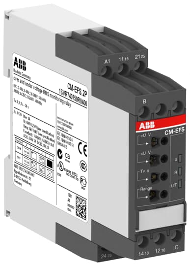 

Реле ABB 1SVR730750R0400 CM-EFS.2S контроля напряжения c реле времени, питание 24-240В AC/DC, 2ПК, винт.клеммы, 1SVR730750R0400