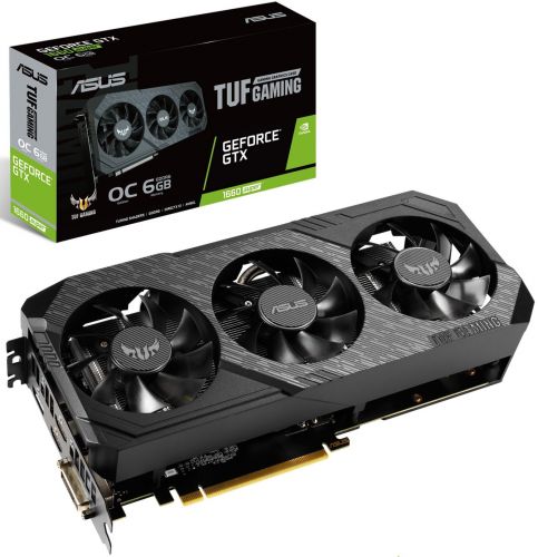 

Видеокарта PCI-E ASUS GeForce GTX 1660 Super TUF 3-GTX1660S-O6G-GAMING 6GB GDDR6 192bit 12nm 1530/14002MHz DVI/HDMI/DP/HDCP Ret, GeForce GTX 1660 Super