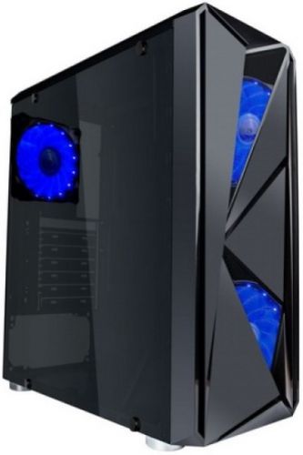 Корпус ATX 1STPLAYER FIREROSE F4 Blue tempered glass, 2*USB 2.0, USB 3.0, audio F4-3A1-15LED BLUE - фото 2