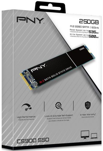 Накопитель SSD M.2 2280 PNY M280CS900-250-RB CS900 250GB SATA 6Gb/s 3D TLC 535/500MB/s MTBF 2M RTL - фото 3