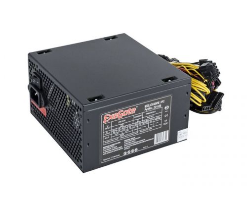 Блок питания ATX Exegate 500NPXE EX221638RUS-S 500W (+PFC), black, 12cm fan, 24p+4p, 6/8p PCI-E, 4*SATA,3*IDE, FDD + кабель 220V с защитой от выдергив