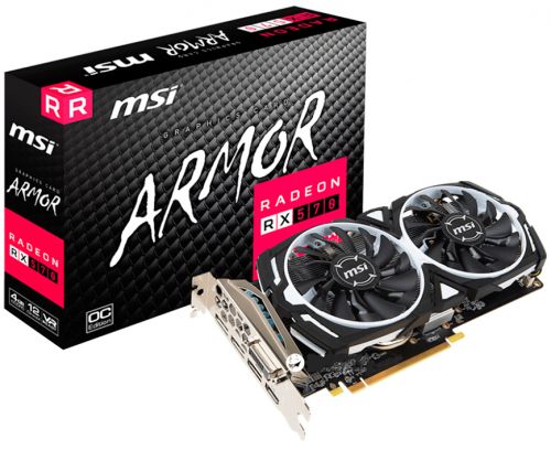 

Видеокарта PCI-E MSI Radeon RX 570 RX 570 ARMOR 4G 4GB GDDR5 256bit 14nm 1244/7000MHz DL DVI-D/HDMI/3*DP RTL, Radeon RX 570