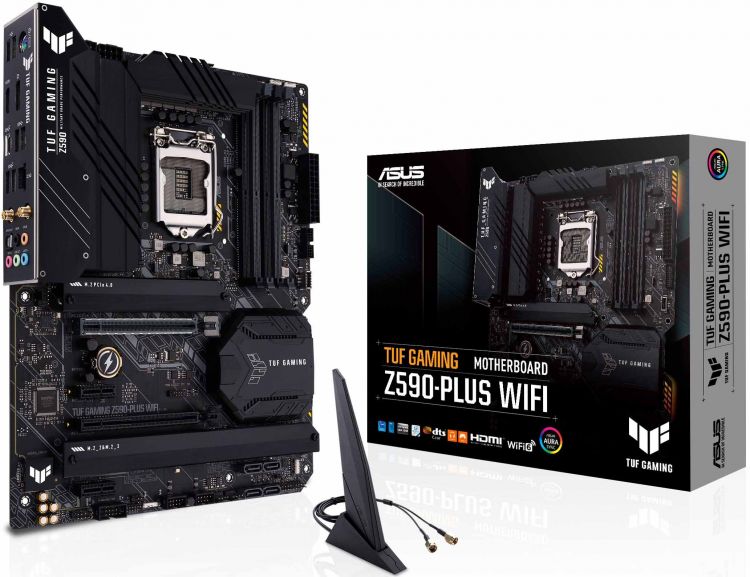 

Материнская плата ATX ASUS TUF GAMING Z590-PLUS WIFI (LGA1200, Z590, 4*DDR4(5133), 6*SATA 6G RAID, 3*M.2, 4*PCIE, 7.1CH, 2.5Glan, WiFi, BT, HDMI, DP,, TUF GAMING Z590-PLUS WIFI