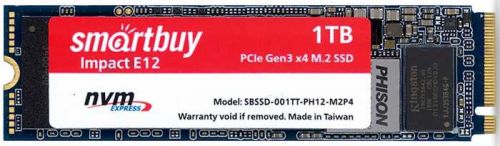 Накопитель SSD M.2 2280 SmartBuy SBSSD-001TT-PH12-M2P4 Impact E12 1TB PCIe3x4 NVMe TLC 3400/3100MB/s IOPS 680K MTBF 1.8M