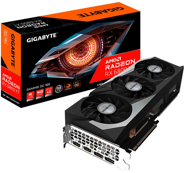 

Видеокарта PCI-E GIGABYTE Radeon RX 6800 XT GAMING OC (GV-R68XTGAMING OC-16GD) 16GB GDDR6 256bit 7nm 1850/16000MHz 2*HDMI/DP RTL, Radeon RX 6800 XT GAMING OC (GV-R68XTGAMING OC-16GD)