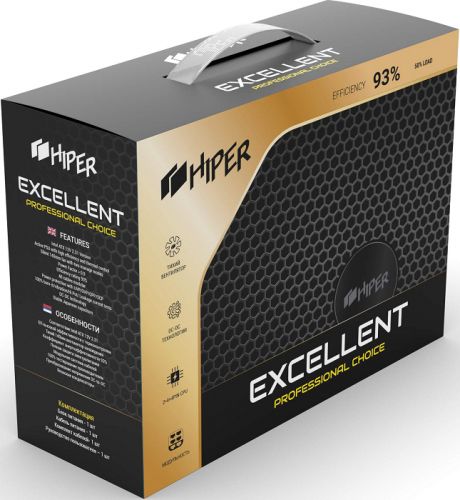 Блок питания ATX HIPER HPG-1000FM EXCELLENT 1000W, 80+Gold, APFC, 140mm fan, full modular