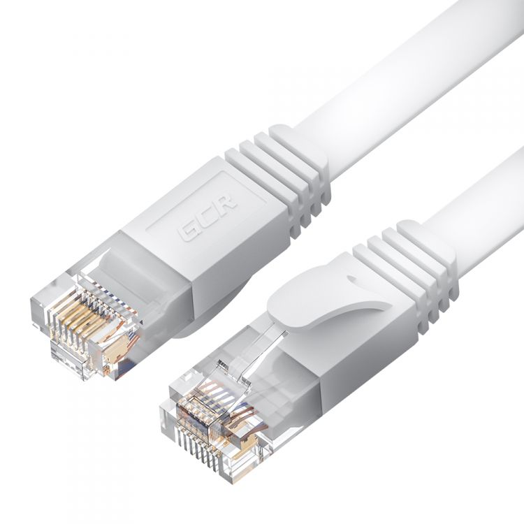 

Кабель патч-корд U/UTP 6 кат. 20м GCR GCR-52862 PROF плоский прямой, 30 AWG, ethernet high speed 10 Гбит/с, RJ45, T568B, белый, GCR-52862