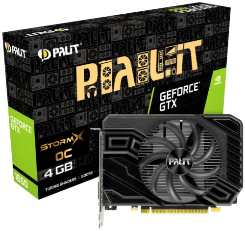 

Видеокарта PCI-E Palit GeForce GTX 1650 StormX OC D6 4GB GDDR6 128bit 12nm 1410/12000MHz DVI/HDMI/DP, GeForce GTX 1650 StormX OC D6