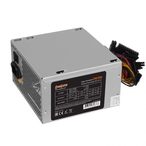 Блок питания ATX Exegate UN350 EX244552RUS 350W, 12cm fan, 24p+4p, 3*SATA, 2*IDE, FDD