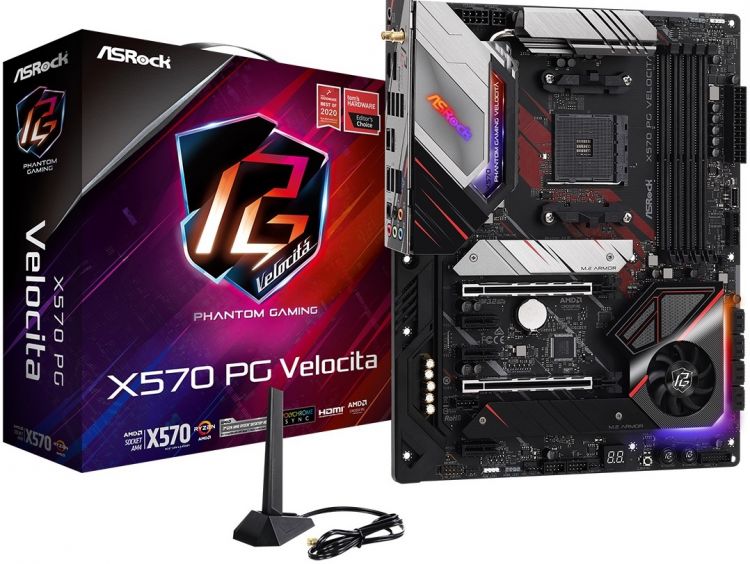 

Материнская плата ATX ASRock X570 PG VELOCITA (AM4, AMD X570, 4*DDR4(5000), 8*SATA 6G RAID, 2*M.2, 5*PCIE, 7.1CH, 2.5Glan, WiFi, BT, HDMI, 11*USB 3.2/, X570 PG VELOCITA