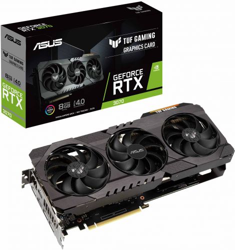 

Видеокарта PCI-E ASUS GeForce RTX 3070 TUF GAMING (TUF-RTX3070-8G-GAMING) 8GB GDDR6 256bit 8nm 1500/14000MHz 2*HDMI/3*DP, GeForce RTX 3070 TUF GAMING (TUF-RTX3070-8G-GAMING)