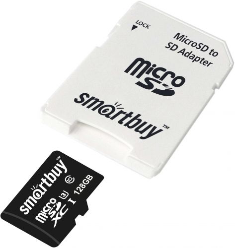 Карта памяти 128GB SmartBuy SB128GBSDCL10U3-01 microSDXC Сlass 10 Pro UHS-I U3 (70/90 Mb/s) + SD адаптер