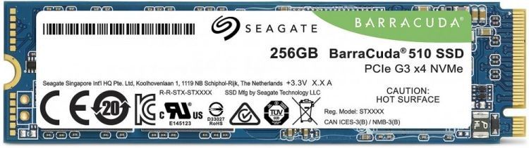 

Накопитель SSD M.2 2280 Seagate ZP256CM30041 BarraCuda 510 256GB 3D TLC NAND PCIe Gen3 x4 NVMe 1.3 3100/1050MB/s IOPS 180K/260K MTBF 1.8M, ZP256CM30041