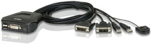 Переключатель KVM Aten CS22D-A7 switch, DVI-D+KBD+MOUSE, 1> 2 блока/порта/port USB, со встр. KVM-шнурами USB 2x1.2м