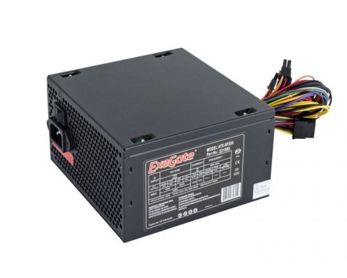 Блок питания ATX Exegate XP350 EX221985RUS-S 350W, SC, black, 12cm fan, 24p+4p, 3*SATA, 2*IDE, FDD + кабель 220V с защитой от выдергивания