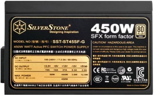 Блок питания SFX SilverStone ST45SF-G 450W, SFX/ATX, 80 PLUS Bronze, Active PFC, 80mm fan, full modular, RTL