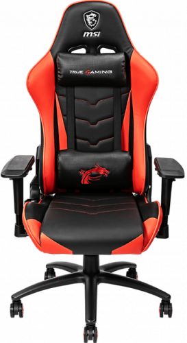Кресло MSI MAG CH120 чёрно-красное, ПХВ-кожа, 4D подлокотники, газпатрон 4 класс кресло msi mag ch130 i fabric 9s6 b0y30s 015 серое ткань 2d подлокотники газпатрон 4 класс