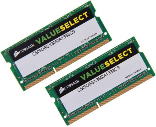 

Модуль памяти SODIMM DDR3 8GB (2*4GB) Corsair CMSO8GX3M2A1333C9 ValueSelect PC3-10600 1333MHz CL9 1.5V RTL, CMSO8GX3M2A1333C9