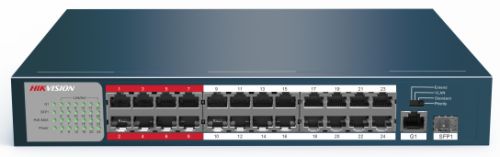 Коммутатор HIKVISION DS-3E0326P-E/M 24 RJ45 100M PoE; 1 Uplink порт 1000М Ethernet; 1 Uplink порт 1000М SFP; таблица MAC адресов на 4000 записей; проп