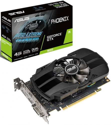 

Видеокарта PCI-E ASUS GeForce GTX 1650 PHOENIX (PH-GTX1650-4G) 4GB GDDR5 128bit 12nm 1485/8002MHz DVI/HDMI/DP/HDCP Ret, GeForce GTX 1650 PHOENIX (PH-GTX1650-4G)