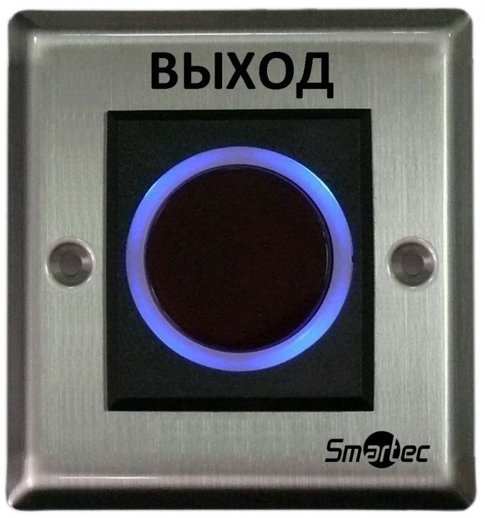 Кнопка выхода Smartec ST-EX121IR ИК-бесконтактная, врезная, металп. корпус, НЗ/НР контакты, 90х90х40 мм, -20…+55 °С