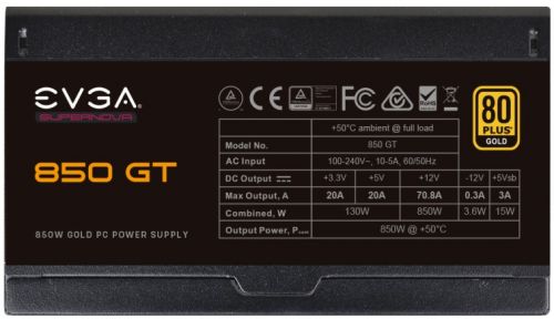 Блок питания ATX EVGA 220-GT-0850-Y2 850W, 80 Plus Gold, 135mm fan, fully modular - фото 3