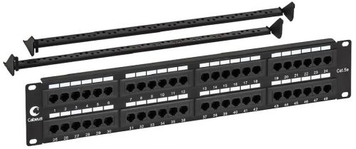 Патч-панель Cabeus PL-48-Cat.5e-Dual IDC 19" (2U), 48 портов RJ-45, категория 5e, Dual IDC, с задним кабельным организатором