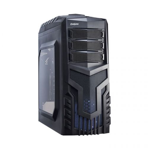 

Корпус ATX Exegate EVO-8203N EX277150RUS miditower, 700NPX, 120mm, с окном, 2*USB+1*USB3.0, Audio, black-blue light, EVO-8203N