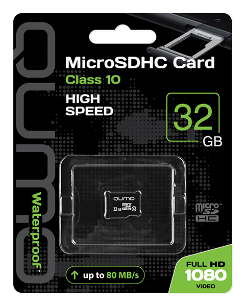 

Карта памяти 32GB Qumo QM32GMICSDHC10NA microSDHC Class 10 без адаптера, QM32GMICSDHC10NA