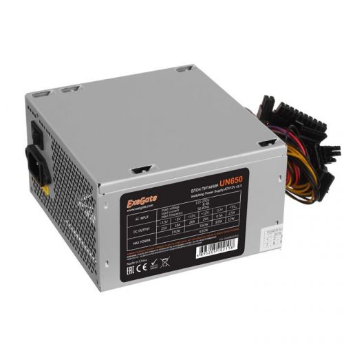 

Блок питания ATX Exegate UN650 EX259601RUS 650W, 12cm fan, 24p+4p, 6/8p PCI-E, 3*SATA, 2*IDE, FDD, UN650