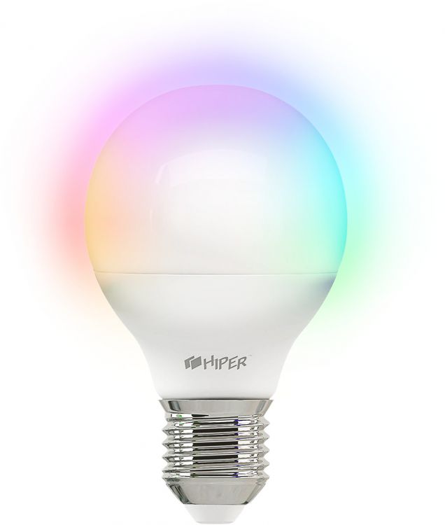 

Лампа HIPER IoT LED A1 RGB умная LED/Wi-Fi/Е27/Globe G45/регулируемая яркость и цвет/6Вт/2700К-6500К/520 лм, IoT LED A1 RGB