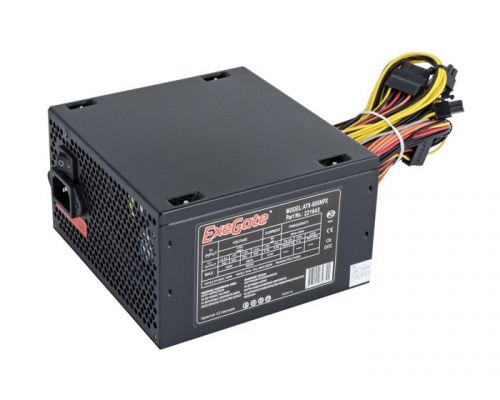 Блок питания ATX Exegate 600NPX EX221643RUS 600W, black, 12cm fan, 24p+4p, 6/8p PCI-E, 3*SATA, 2*IDE, FDD