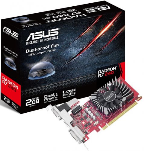Видеокарта PCI-E ASUS Radeon R7 240 R7240-2GD5-L 2GB Low Profile GDDR5 128bit 28nm 730/4600MHz DVI-D(HDCP)/HDMI/D-Sub RTL