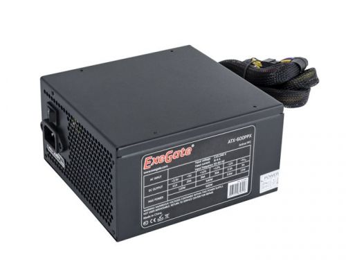 Блок питания ATX Exegate 600PPX EX221642RUS 600W RTL, black, APFC, 14cm, 24p+(4+4)p, PCI-E, 5SATA, 3IDE, FDD